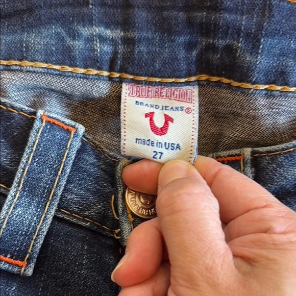 True Religion Women's Dark Distressed Blue Jeans - Picture 4 of 11